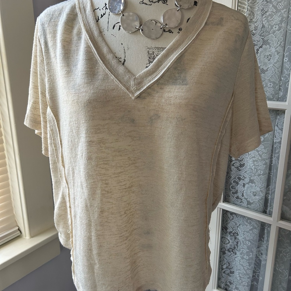 Cream Relaxed T-Shirt SZ L Blu Pepper Brand